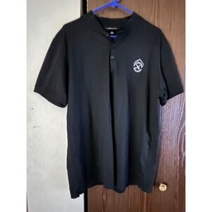 MERCER+METTLE Men's XL Black Short Sleeve Golf Logo Button Henley T-Shirt 23x31